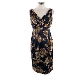 Coldwater Creek Womens Black Moody Floral Sleeveless Formal Party Dress 10 New